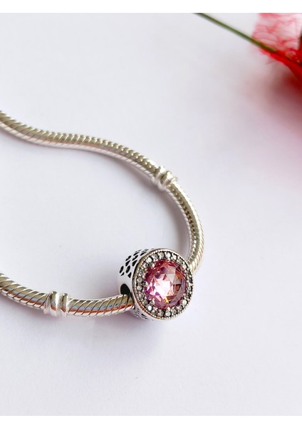 925 Ayar Gümüş Bileklik Uyumlu Tılsım Pembe Rüya Rodyumlu Trend Kadın Charm