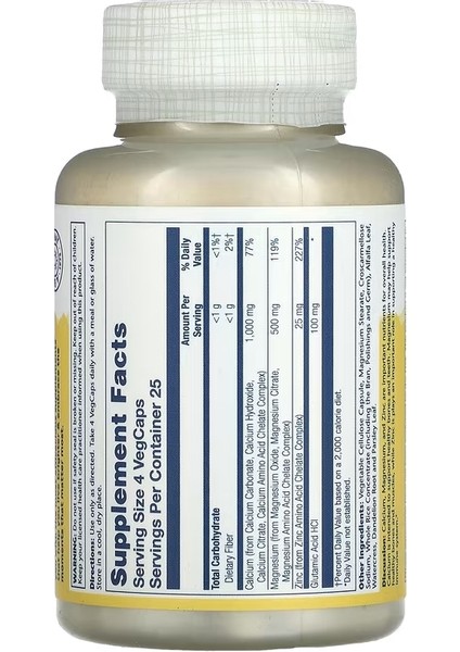 Calcium Magnesium Zinc 100 Vegcaps fiyatları