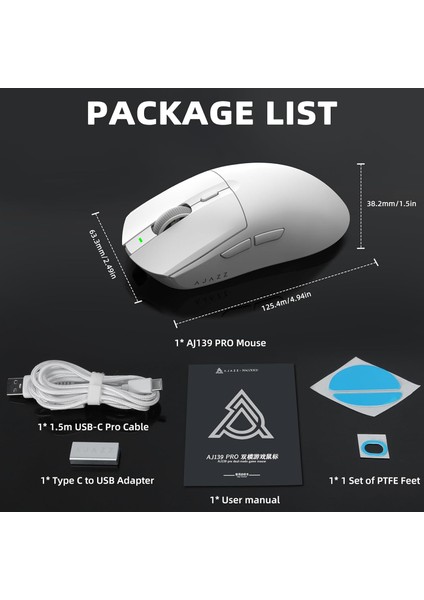 AJ139 Pro Kablosuz Oyuncu Mouse Paw 3395 26000 Dpı