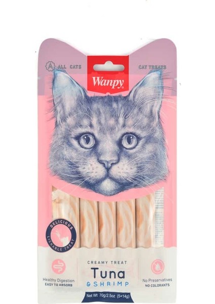 Wanpy Ton Balığı ve Karidesli Sıvı Kedi Ödülü 5X14 gr - Kong