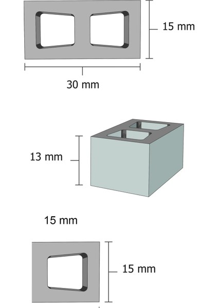 Minyatür 1/12 Ölçekli Tam ve Yarım Düz Çimento Blok Silikon Kalıp modelleri