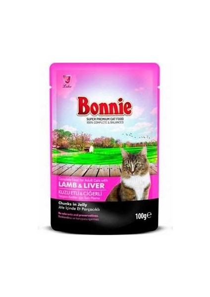 Bonnie Kuzu Etli ve Cigerli Pouch Yetişkin Kedi Konservesi 100 gr - Kong