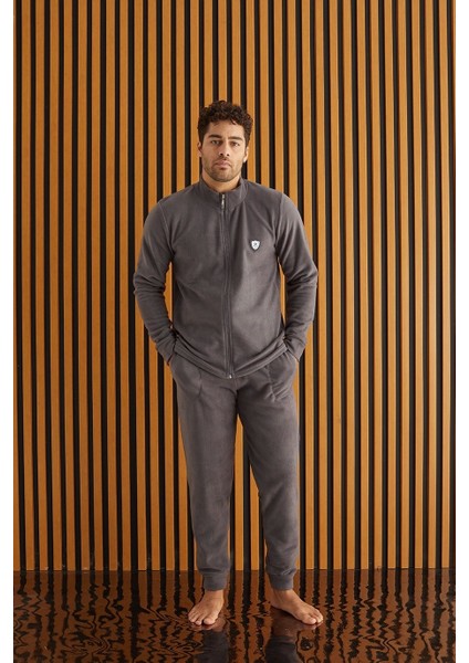 Erkek Polar Fermarlı Pijama Takımı-Antracite fiyatları