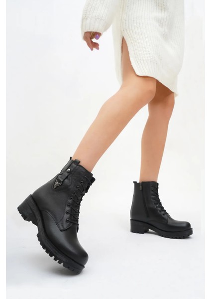 Hakiki Deri Siyah Kadın Günlük Postal Bot GR1135 fiyatları