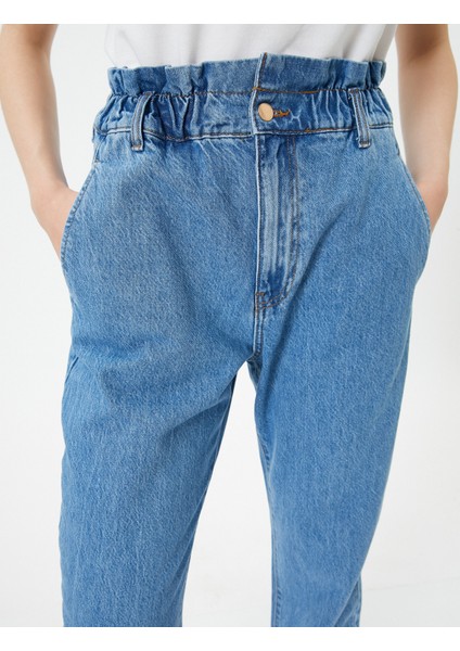 Beli Lastikli Yüksek Bel Kot Pantolon - Baggy Jean indirimleri