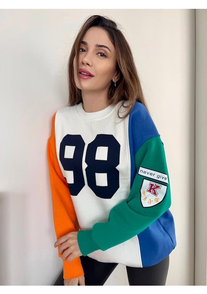 Crep Tekstil Oversize Baskılı Sweatshirt