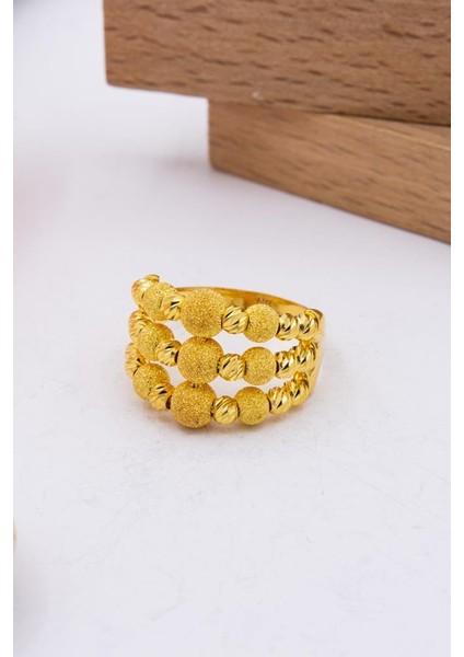 22 Ayar Altın Yüzük Üç Sıra Dorika Kadın Yüzük LKYZK1387