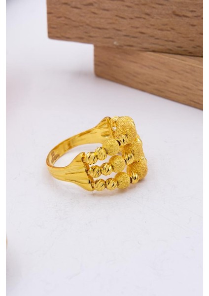 22 Ayar Altın Yüzük Üç Sıra Dorika Kadın Yüzük LKYZK1387 modelleri