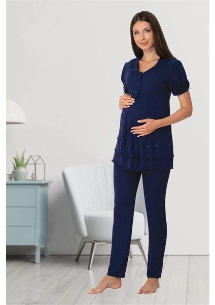 Lohusa Pijama Takımı Lacivert - 8022