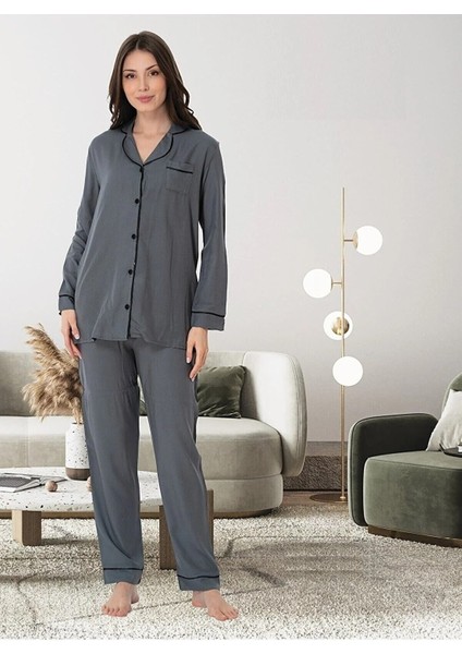 Pijama Takımı Füme - 8097