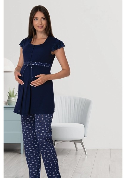 Lohusa Pijama Takımı Lacivert - 6012