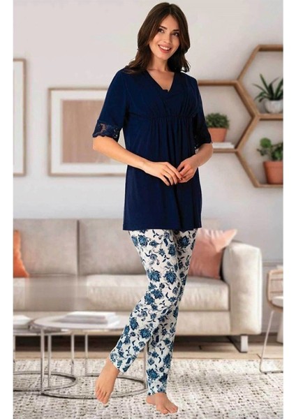 Lohusa Pijama Takımı Lacivert - 8028