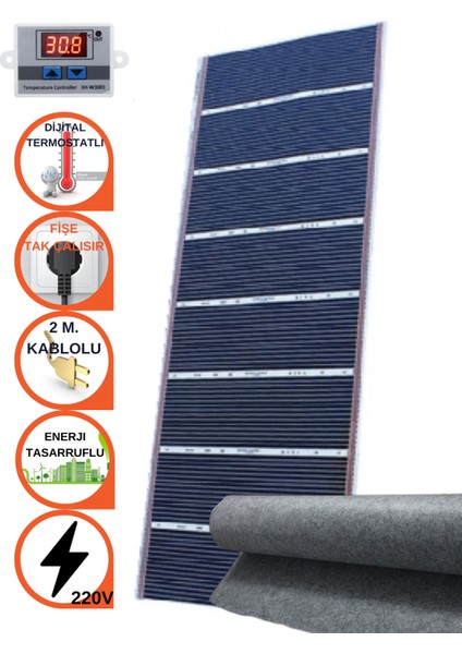 65X25 cm Dijital Termostatlı Keçeli Halı Altı Karbon Film Isıtıcı fiyatları