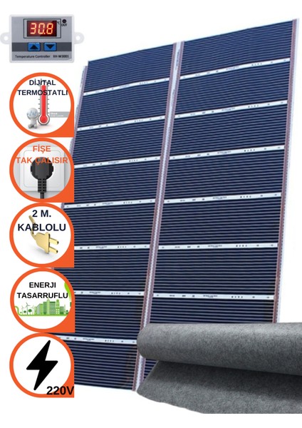 300X100 cm Dijital Termostatlı Keçeli Halı Altı Karbon Film Isıtıcı fiyatları