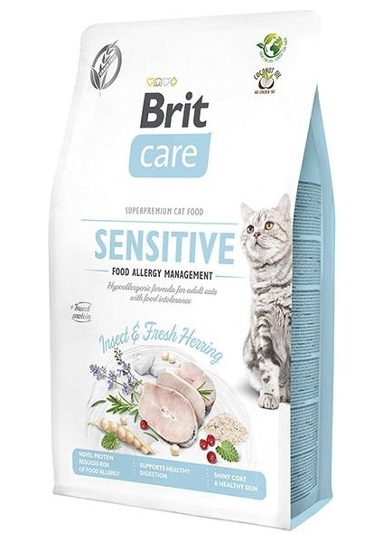 Brit Care Hipoalerjenik Sensitive Ringa Balıklı & Böcekli Tahılsız Yetişkin Kedi Maması 2 kg