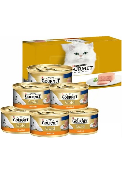 Gourmet Gold Kıyılmış Hindili Yetişkin Kedi Konservesi 6X85 gr