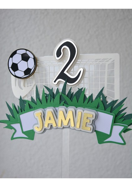 Futbol Temalı Erkek Çocuk Doğum Günü Süsü Futbol Kişiye Özel Pasta Süsü Parti Malzemesi Cake Topper (19X16CM)