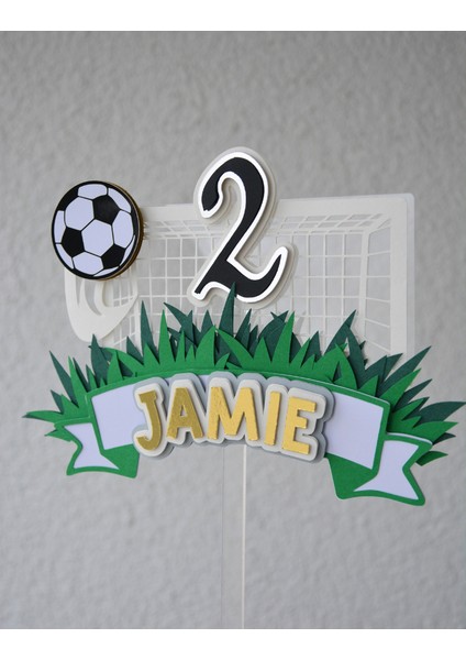 Futbol Temalı Erkek Çocuk Doğum Günü Süsü Futbol Kişiye Özel Pasta Süsü Parti Malzemesi Cake Topper (19X16CM) modelleri