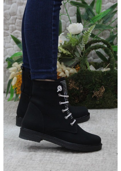 35375 Taş Bağcıklı Sıcak Astar Kaymaz Taban Kadın Bot fırsatları