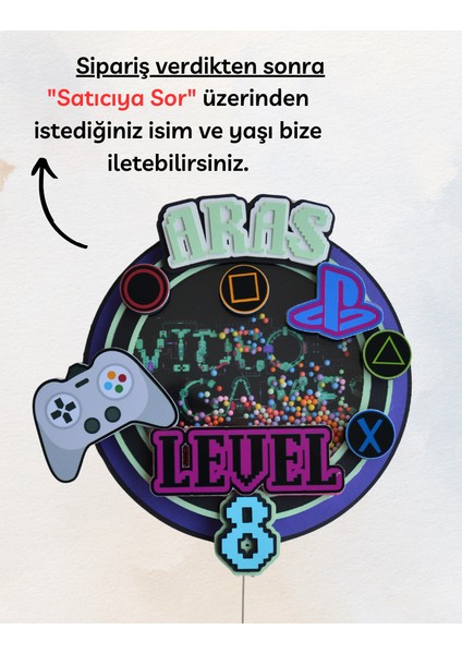 Video Oyun Ps Temalı Erkek Çocuk Doğum Günü Süsü Play Station Temalı Kişiye Özel Pasta Süsü Parti Malzemesi Cake Topper (19X18CM) fiyatları