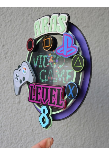 Video Oyun Ps Temalı Erkek Çocuk Doğum Günü Süsü Play Station Temalı Kişiye Özel Pasta Süsü Parti Malzemesi Cake Topper (19X18CM) indirimleri