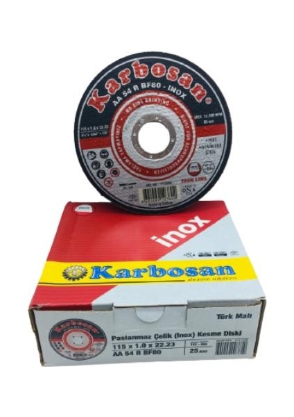 Aa 54R Paslanmaz Inox Kesici Taş 25 Adet 115X1X22.23MM