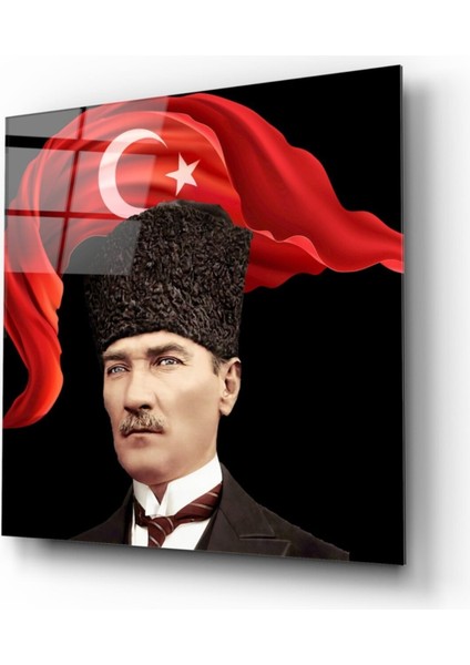 Atatürk ve Bayrak Cam Tablo