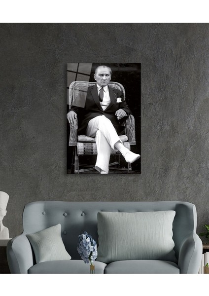 Atatürk Portresi Cam Tablo Ev ve Ofis Duvar Dekoru