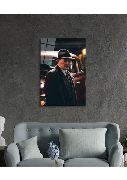 Yapay Zeka Atatürk Portresi Cam Tablo Ev ve Ofis Duvar Dekoru