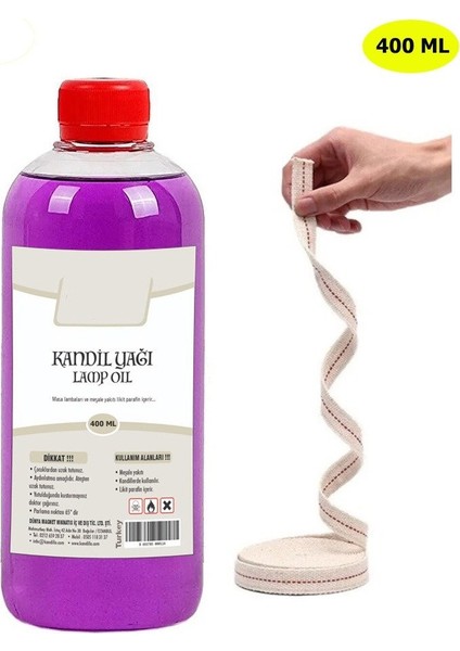 Dünya Magnet Mor Kandil Yağı Iç Mekan 400 ml + 50CM Fitil