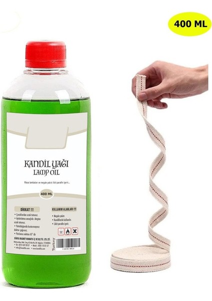 Dünya Magnet Yeşil Kandil Yağı Iç Mekan 400 ml + 50CM Fitil