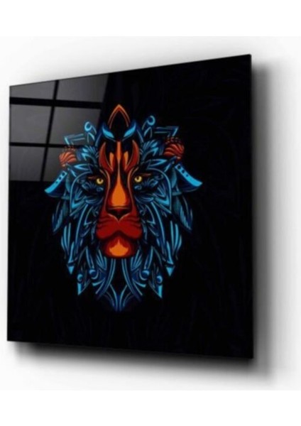Aslan Motif Cam Tablo