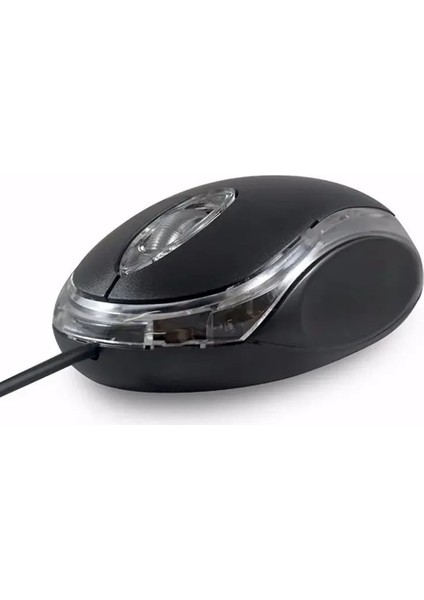 USB Girişli Fare Ergonomik Kablolu 1200 Dpı Işıklı Optik Mouse Siyah