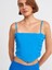 20129 Büzgülü Detaylı Askılı Crop Top-Mavi 3