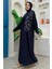 Işleme Detaylı Abaya ve Elbise Takım 8486 Lacivert 3