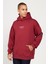 Erkek Bordo Oversize Fit Bol Kesim Kapüşonlu Içi Polarlı 3 Iplik Pamuklu Sweatshirt 1
