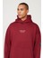 Erkek Bordo Oversize Fit Bol Kesim Kapüşonlu Içi Polarlı 3 Iplik Pamuklu Sweatshirt 4