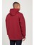Erkek Bordo Oversize Fit Bol Kesim Kapüşonlu Içi Polarlı 3 Iplik Pamuklu Sweatshirt 5