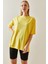 Sarı Bisiklet Yaka Basic Oversize T-Shirt 4KXK1-47895-10 2