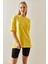Sarı Bisiklet Yaka Basic Oversize T-Shirt 4KXK1-47895-10 3