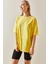 Sarı Bisiklet Yaka Basic Oversize T-Shirt 4KXK1-47895-10 4