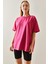 Fuşya Oversize Basic T-Shirt 3YXK1-47087-07 1