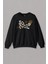 Unisex Sweatshirt Skull Logo Y2K Kuru Kafa Galaksi Uzay Galaxy Siyah Baskılı Sweat 1