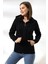 Şardonlu Fermuarlı Kapüşonlu Sweatshirt 19116 Siyah 2