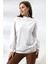 Yarım Balıkçı Yaka Uzun Sweatshirt 19556 Ekru 2