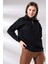 Kamyoncu Yaka Şardonlu Oversize Sweatshirt 21389 Siyah 2