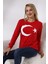 Türk Bayrak Baskılı Sweatshirt 19158 Kırmızı 3