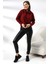 Tarz Yaka Likralı Huvis Sweatshirt 19127 Bordo 1