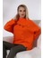 Nakışlı Yırtmaçlı Uzun Sweatshirt 21173 Oranj 3