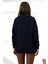 Kamyoncu Yaka Şardonlu Oversize Sweatshirt 21389 Lacivert 4